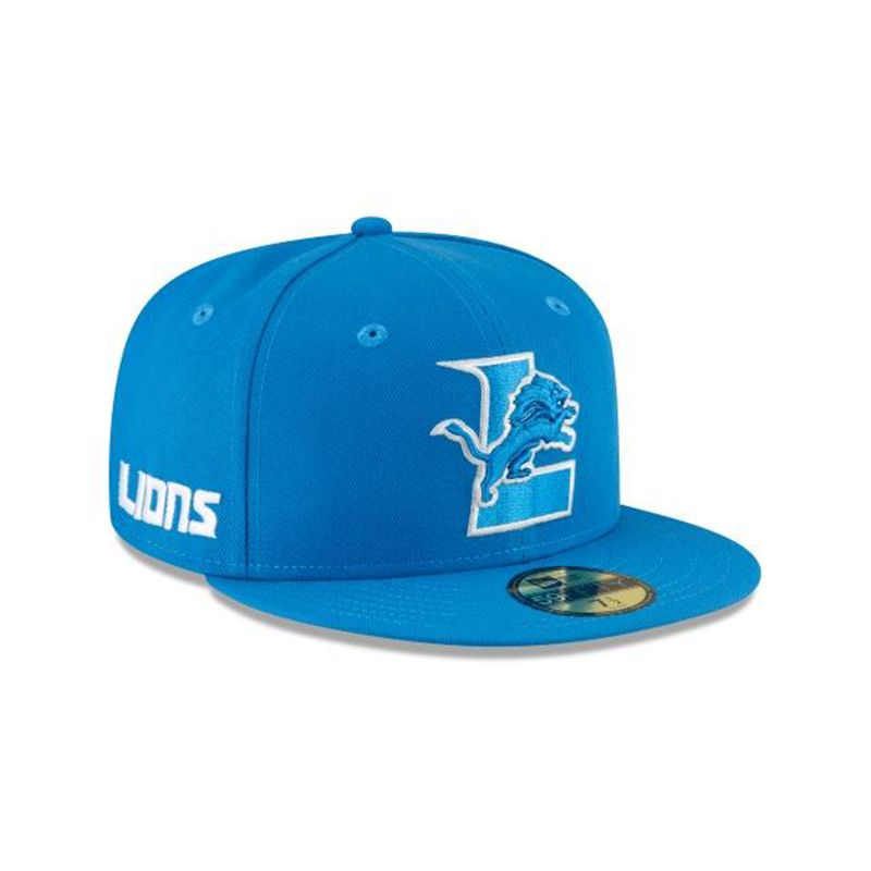 NFL Detroit Lions Logo Mix 59Fifty Fitted (IQC5212) - Blue New Era Caps